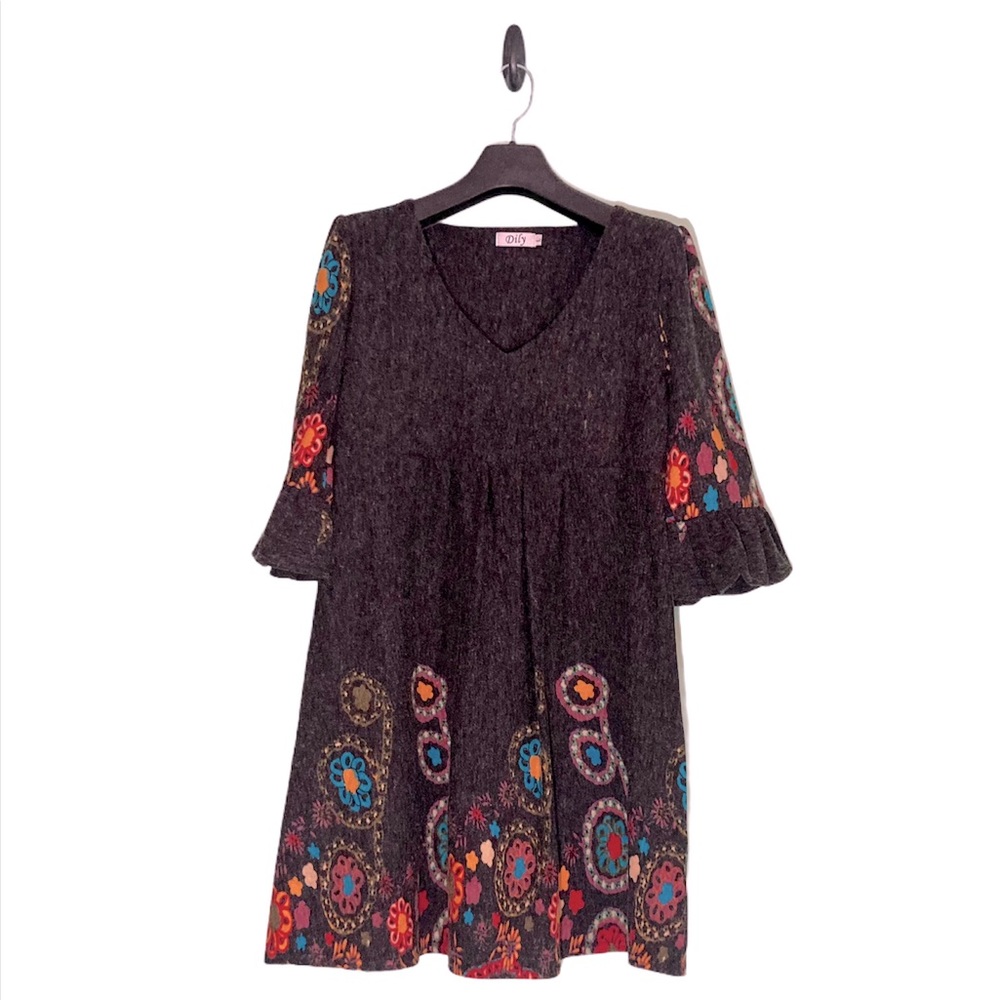 Dily Boho 3/4 Bell Sleeve Floral Dress